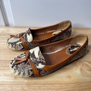 Kate Spade Snakeskin Driving Loafers Size 7.5 Tassels Classic & Classy